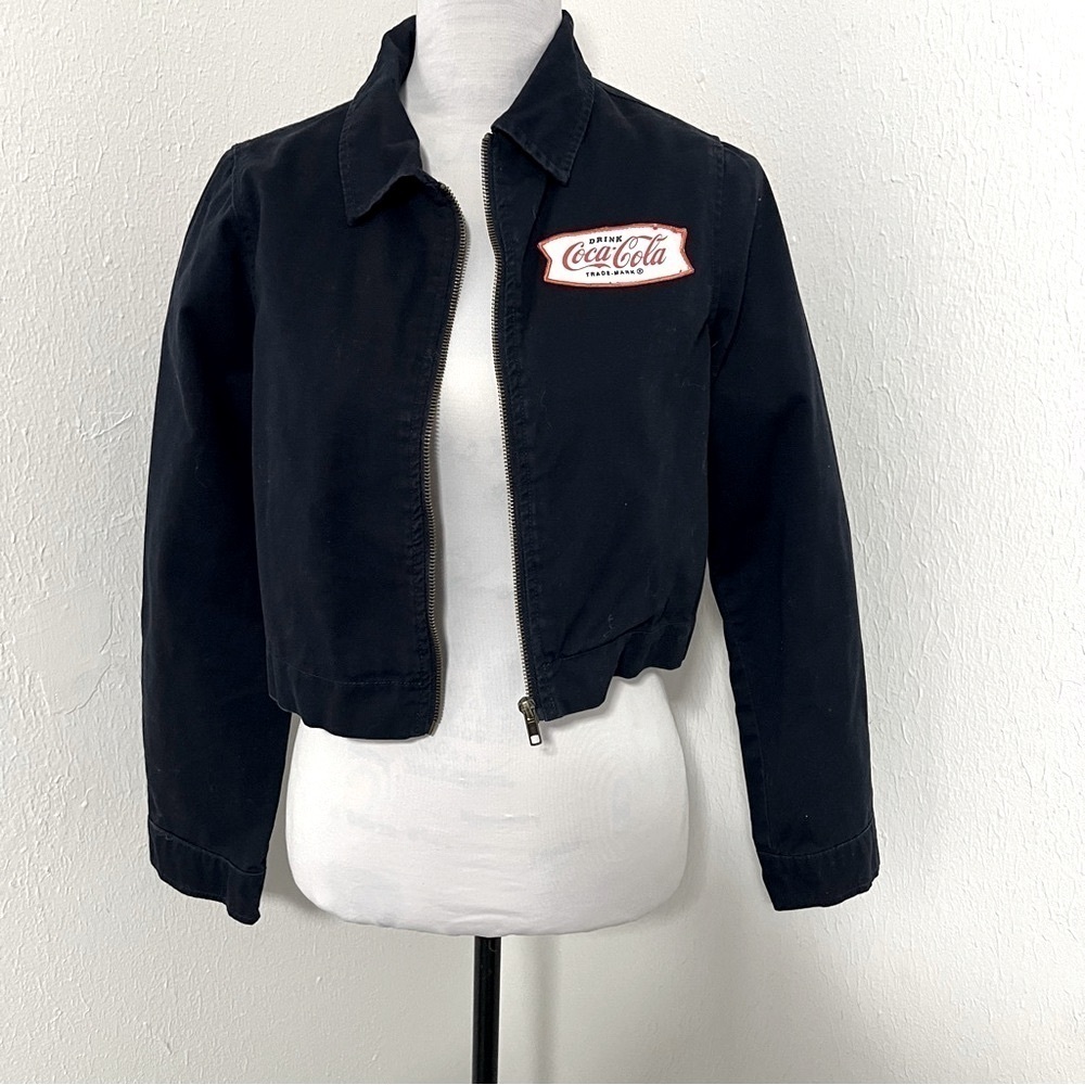 Coca-Cola Women’s Navy Small Rare Crop Full Zip Jacket Streetwear Casual
